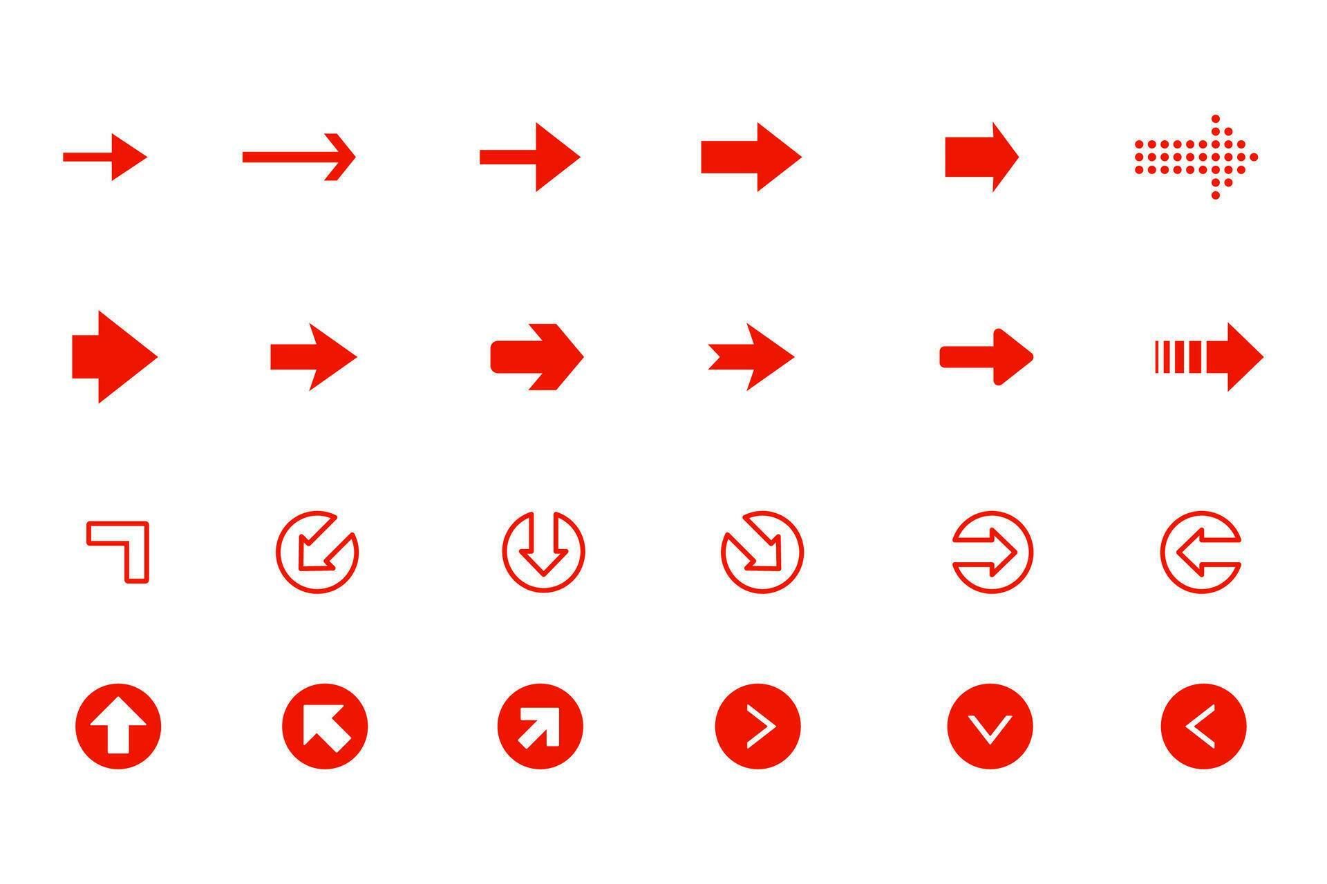 Red Arrow icon set, design element. vector icon of arrow Stock Free