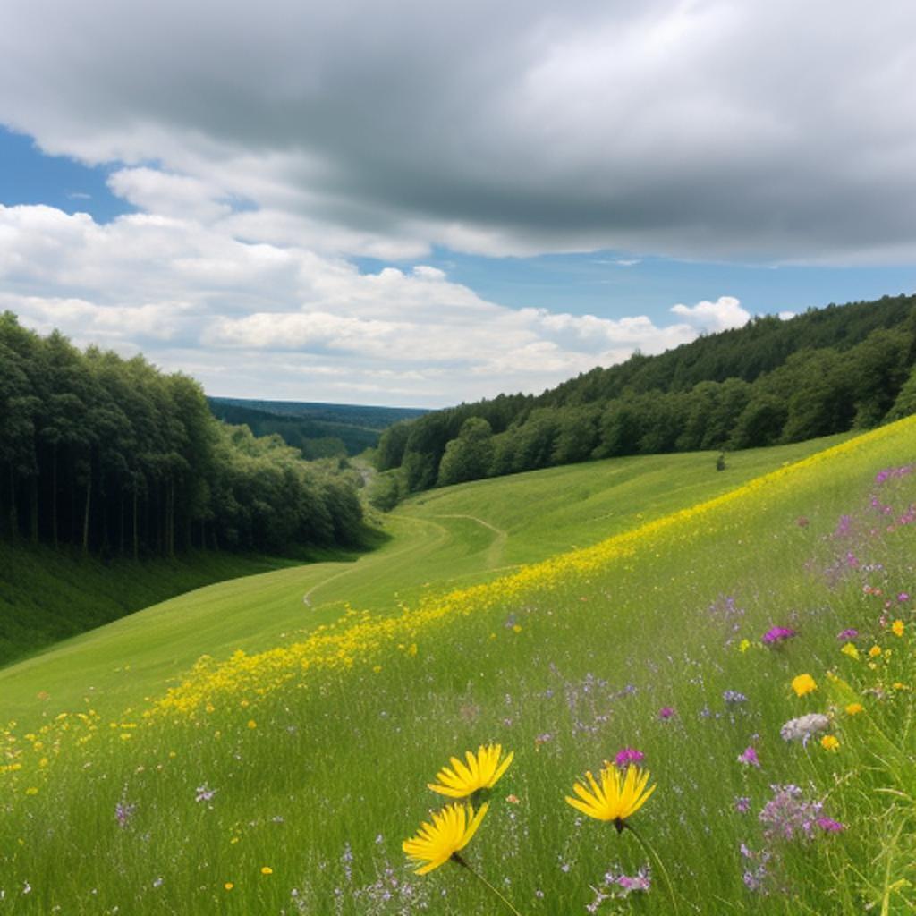 Meadow with wild flowers, by @ai_generated