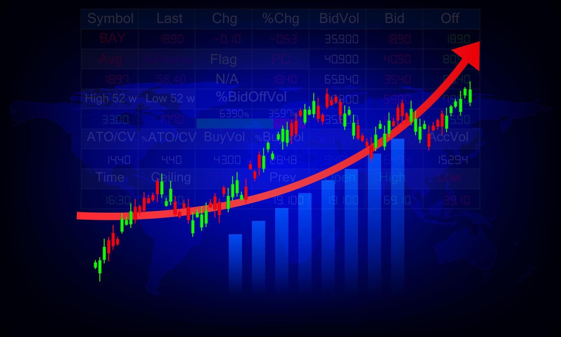 Business Graph with red Arrow, Showing Financial Growth, Market Success, and Profitable Economic Statistics, vector illustration Stock Free