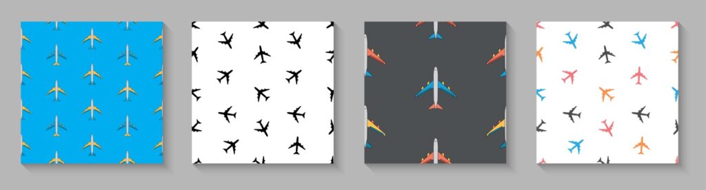 Airplane Seamless Pattern Collection Set Free Vector