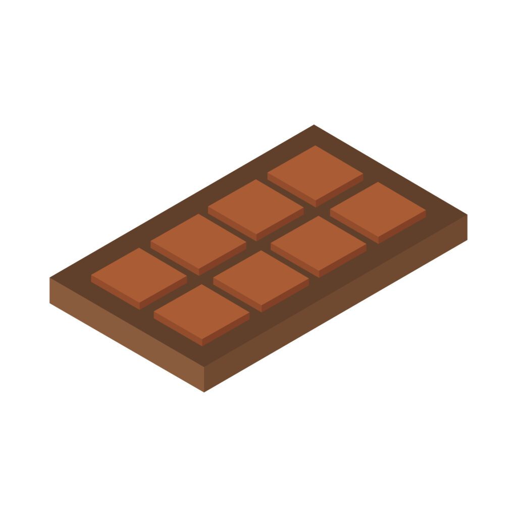 Isometric chocolate on a background Free Vector