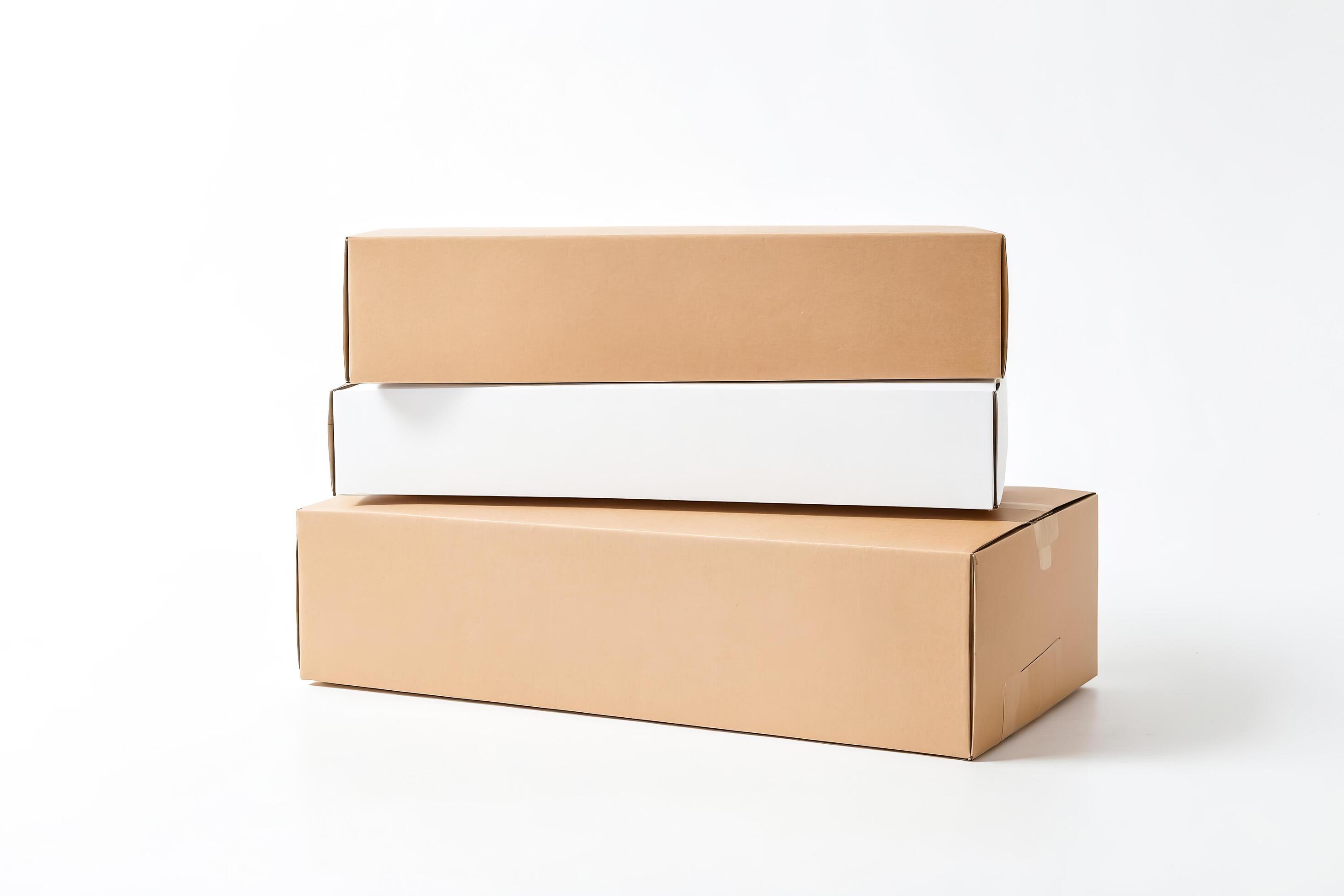 Stacked Cardboard Boxes On White Background Stock Free