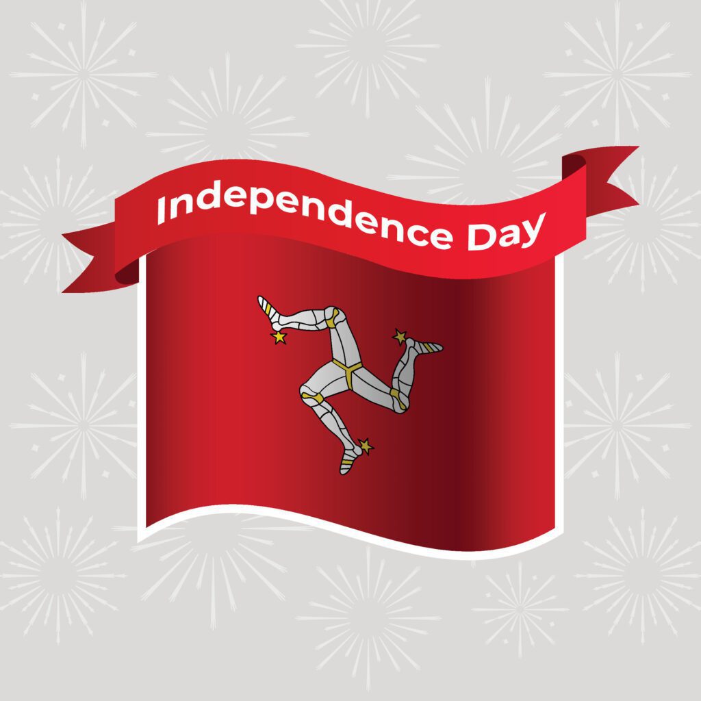 Isle of Man Wavy Flag Independence Day Banner Background Free Vector