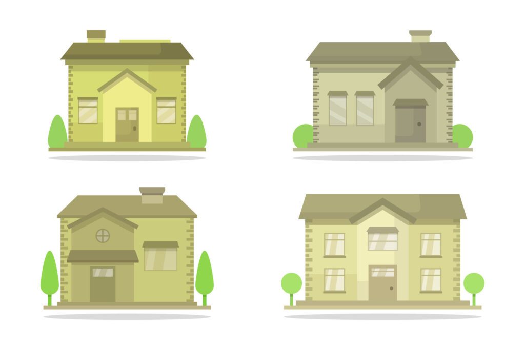 Houses illustrated on a white background Free Vector