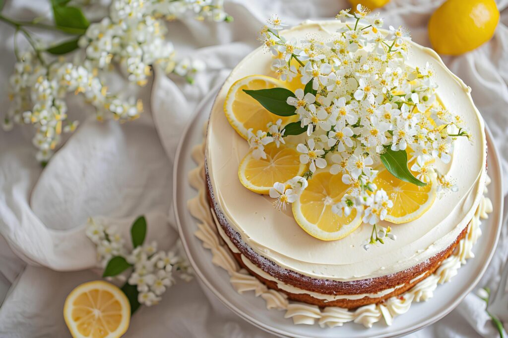 Farmcore Fusion Lemon and Elderflower Cake in Simple Spring Harmony Free Photo