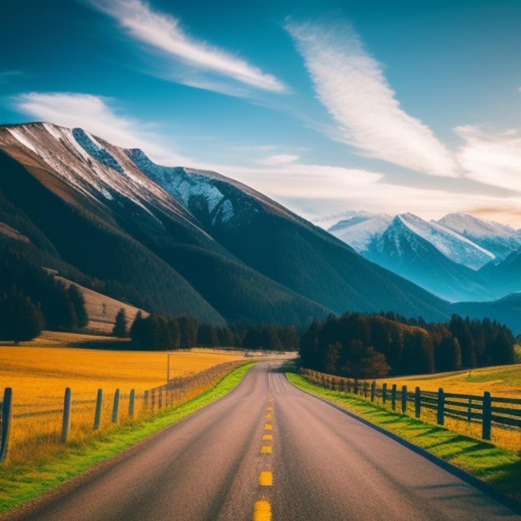 Country road with mountains by @ai_generated