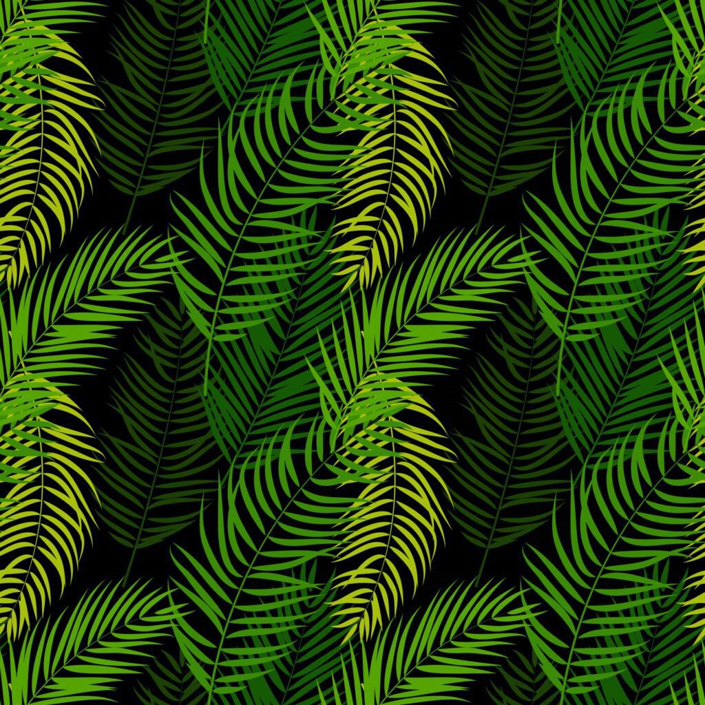 Palm Tree Leaf Silhouette Seamless Pattern Background Free Vector