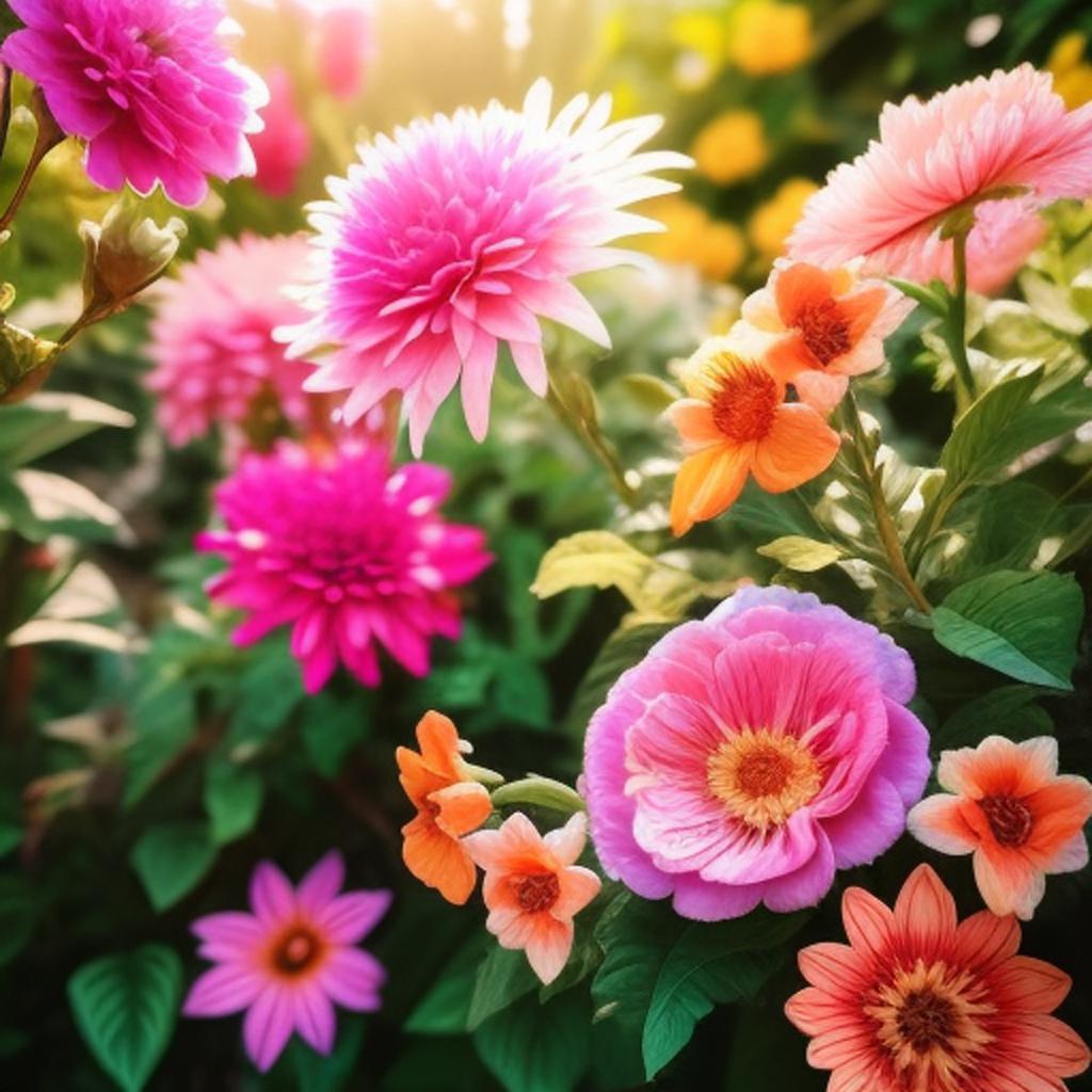 Close-up photo, vibrant flowers, by @ai_generated