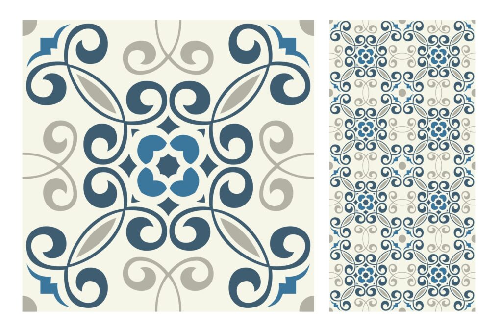 vintage tiles patterns antique seamless design Free Vector