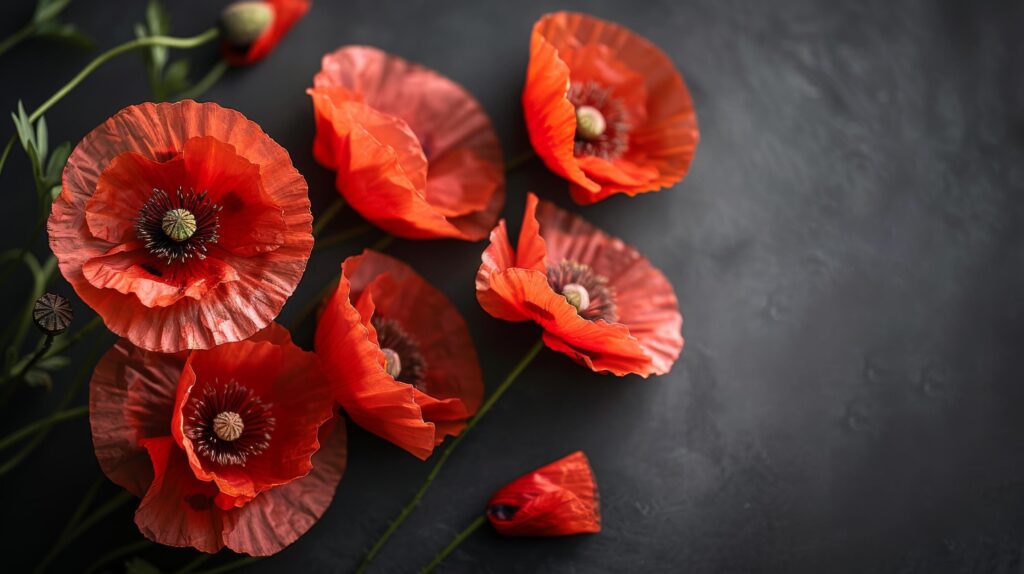 Three Red Flowers in Vase on Black Background Stock Free