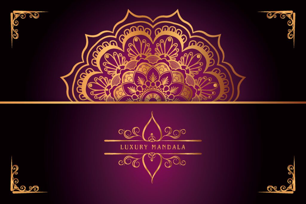 golden mandala design with gradients background Free Vector