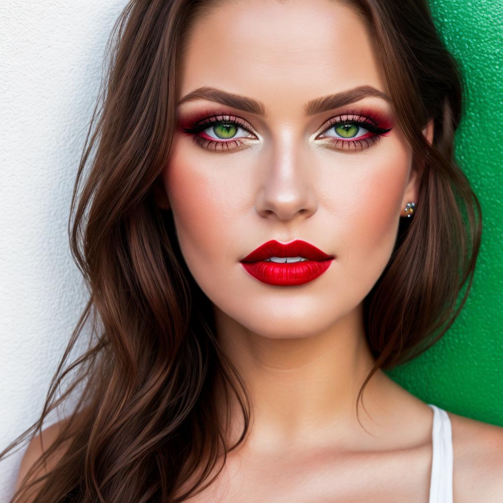 Beautiful woman red lips by @ai_generated