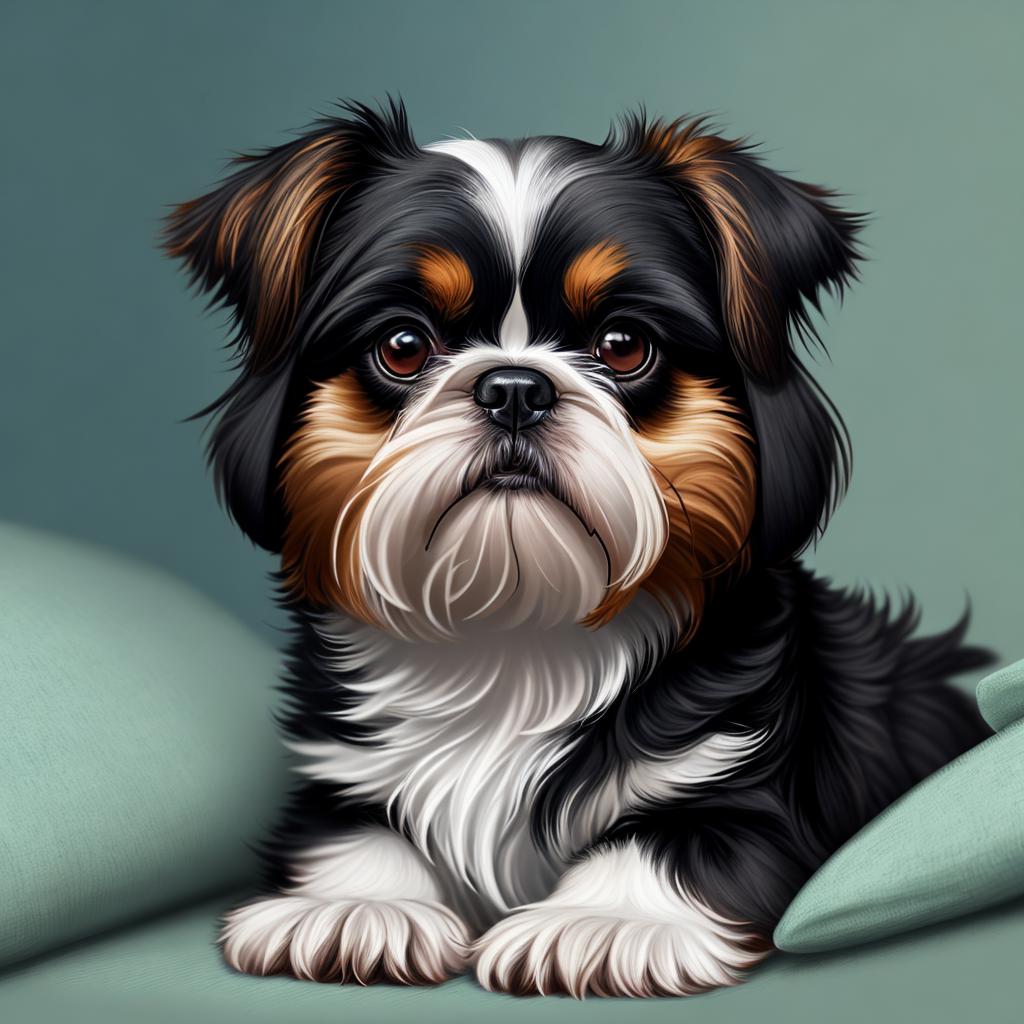 Shihtzu waking up Digital by @ai_generated