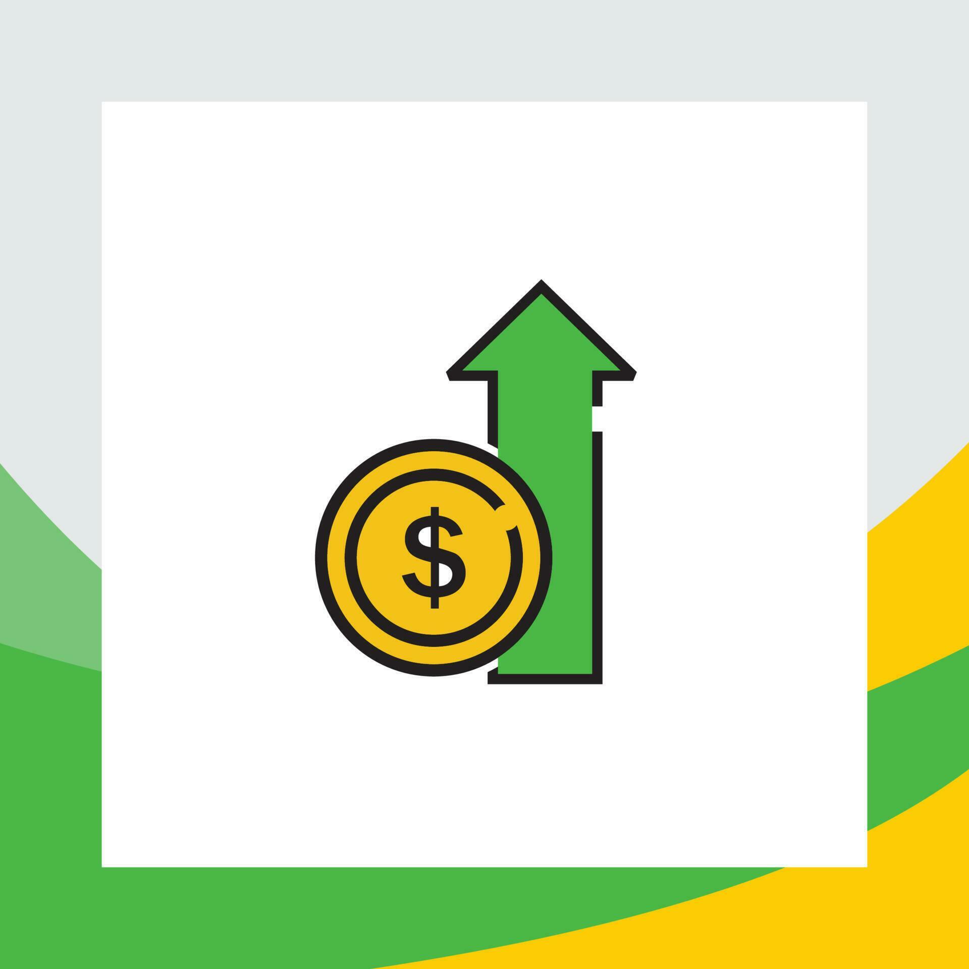 bullish arrow and gold coin icon, financial illustration in the shape of a bullish arrow and gold coin Stock Free