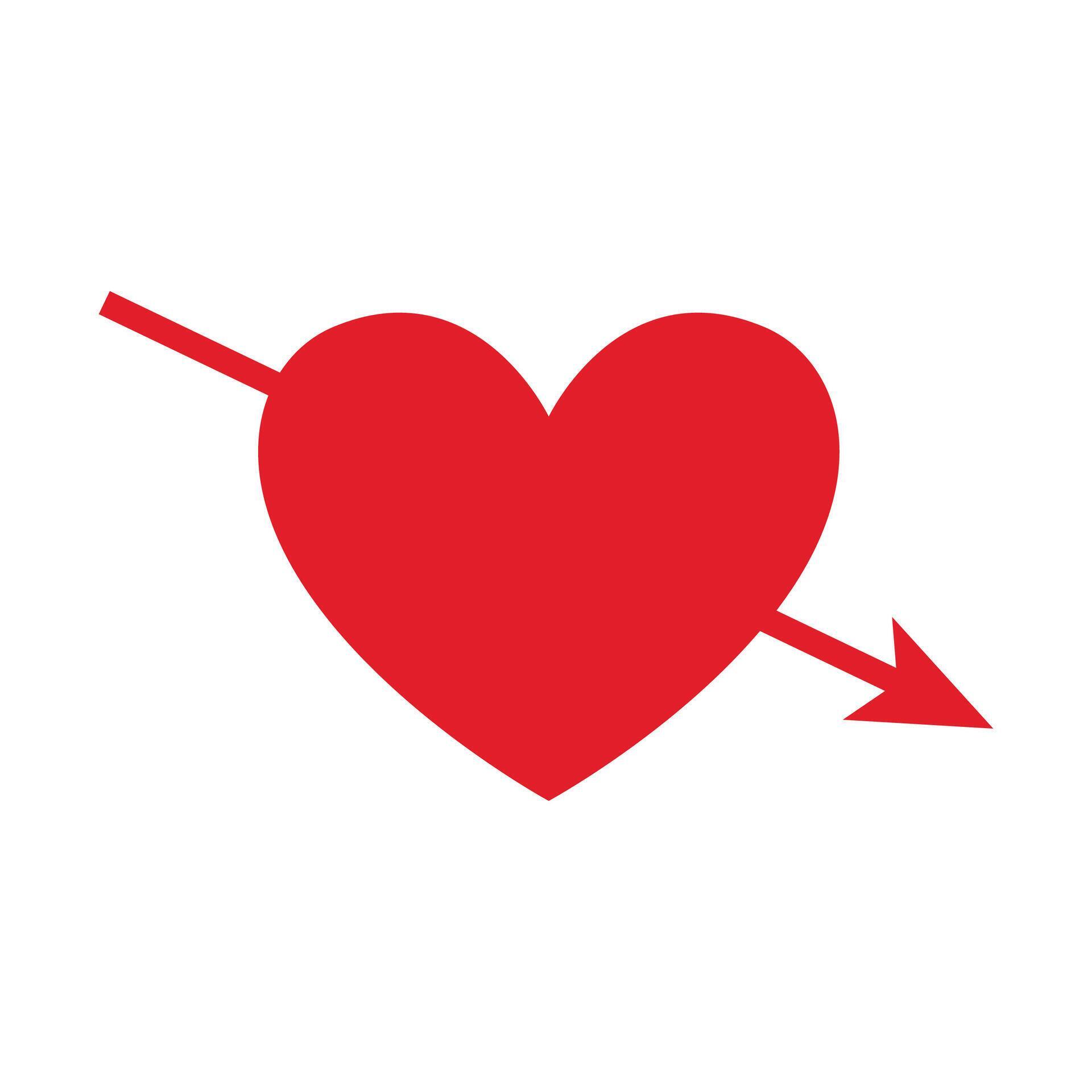 Heart With Arrow Through Flat on white background Stock Free