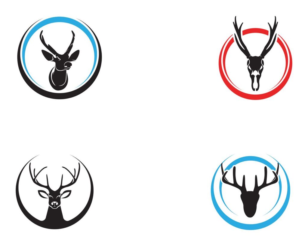 Head deer animals logo black silhouete icons Stock Free