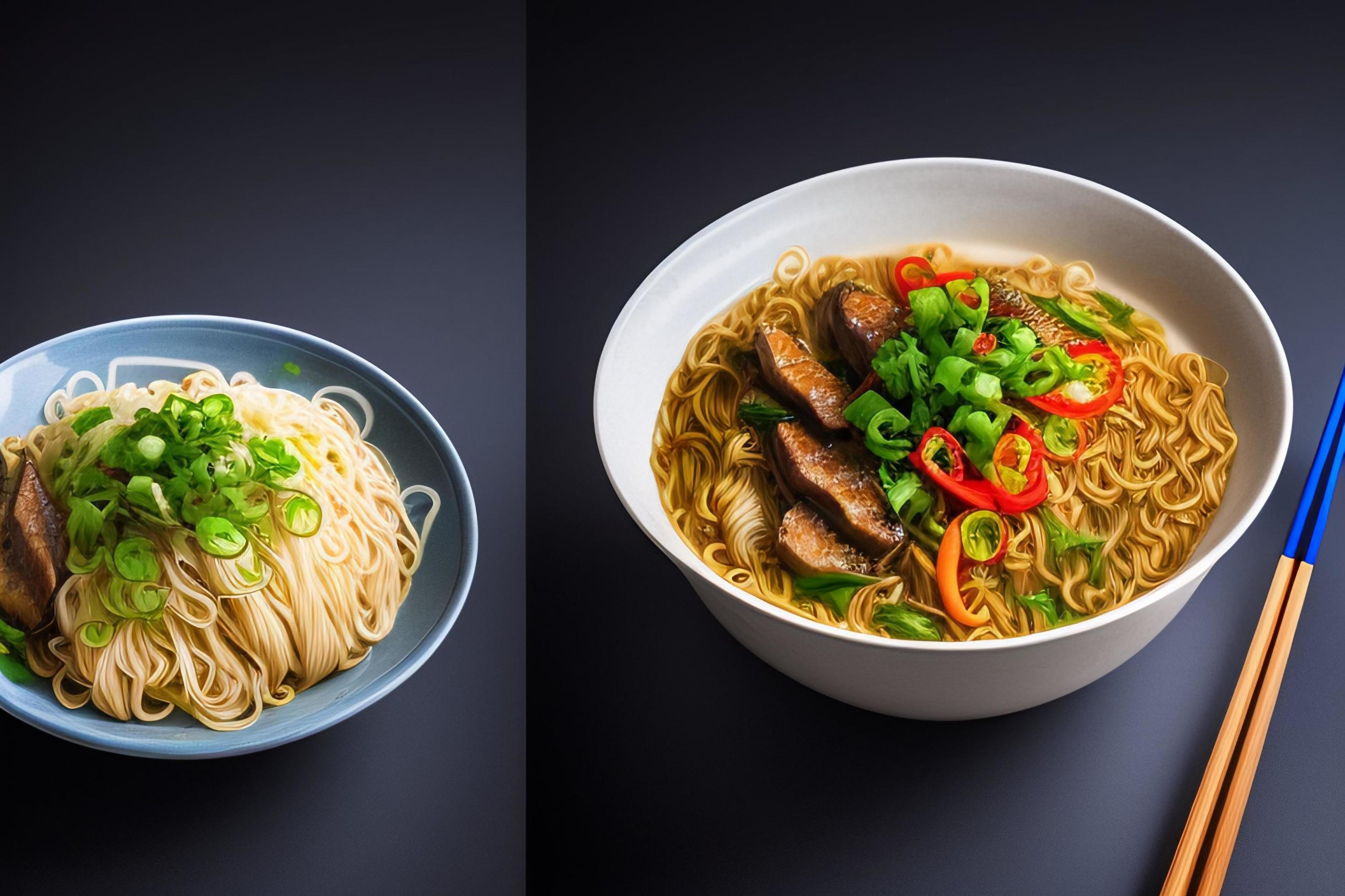 Delicious noodles. Fast food meal with appetizing pasta and chopsticks. Stock Free