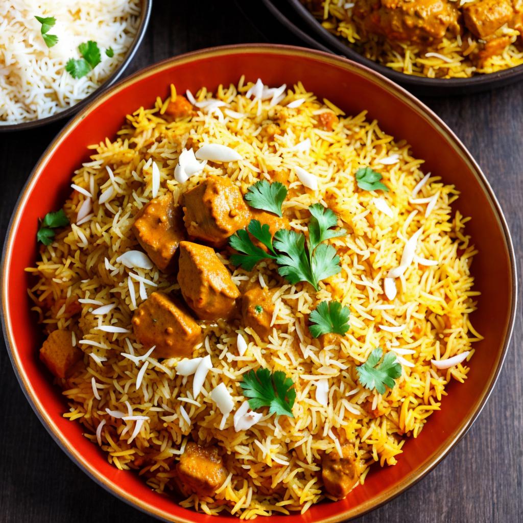 Butter chicken biryani by by @ai_generated