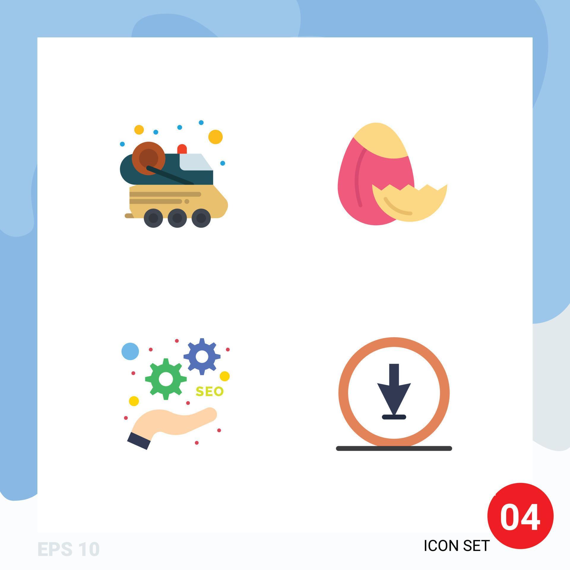 4 Universal Flat Icons Set for Web and Mobile Applications automobile seo spacecraft easter arrow Editable Vector Design Elements Stock Free