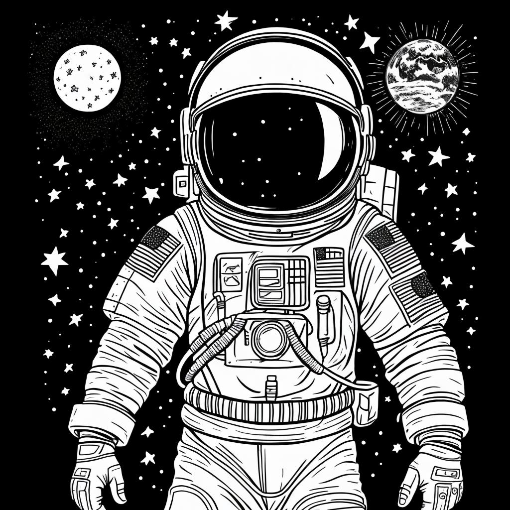 Astronaut Doodle,Illustration,Highly Detailed,Line Art by @ai_generated