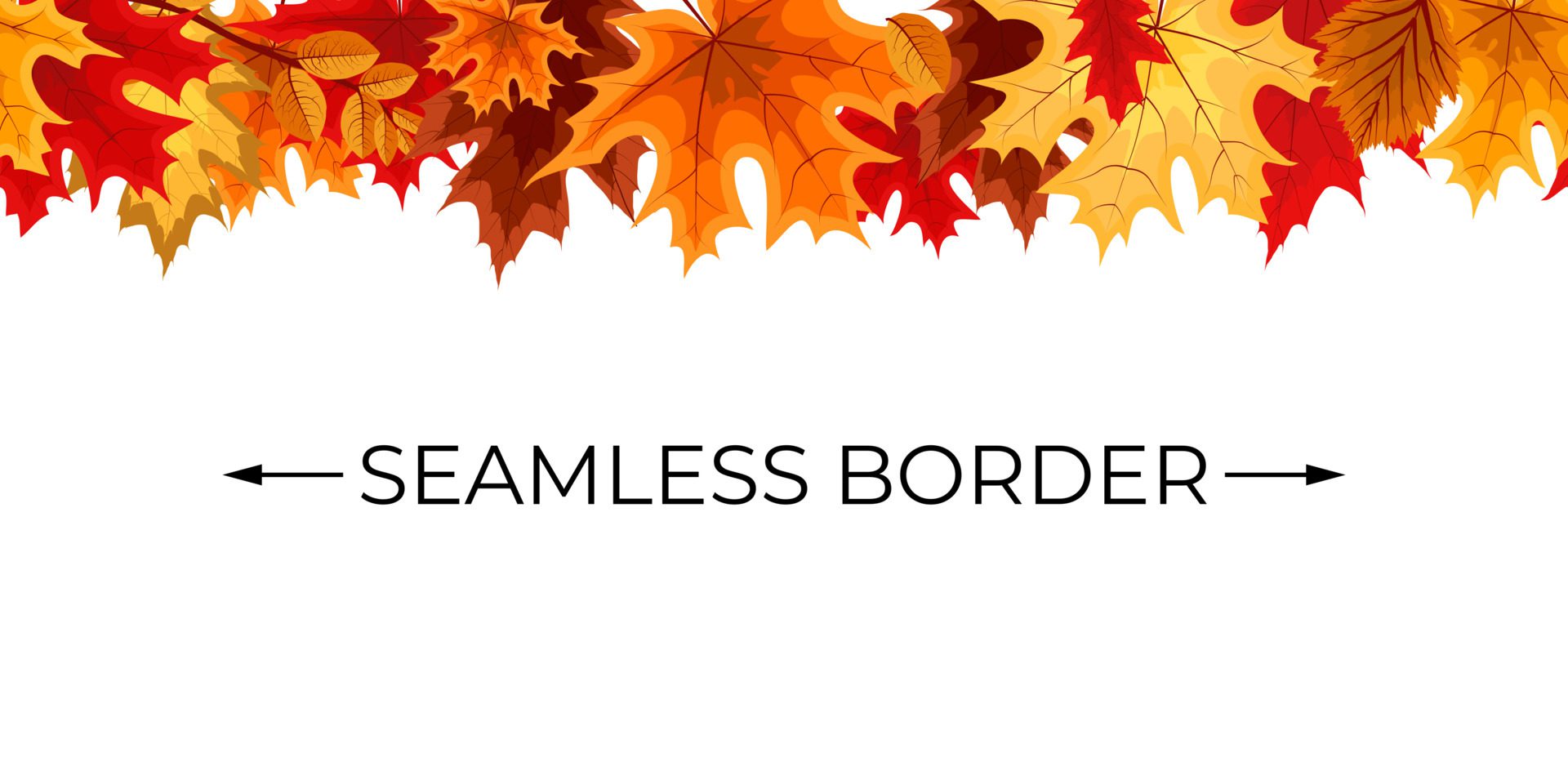 Autumn Seamless Border with Falling Autumn Leaves. Vector Illustration Free Vector