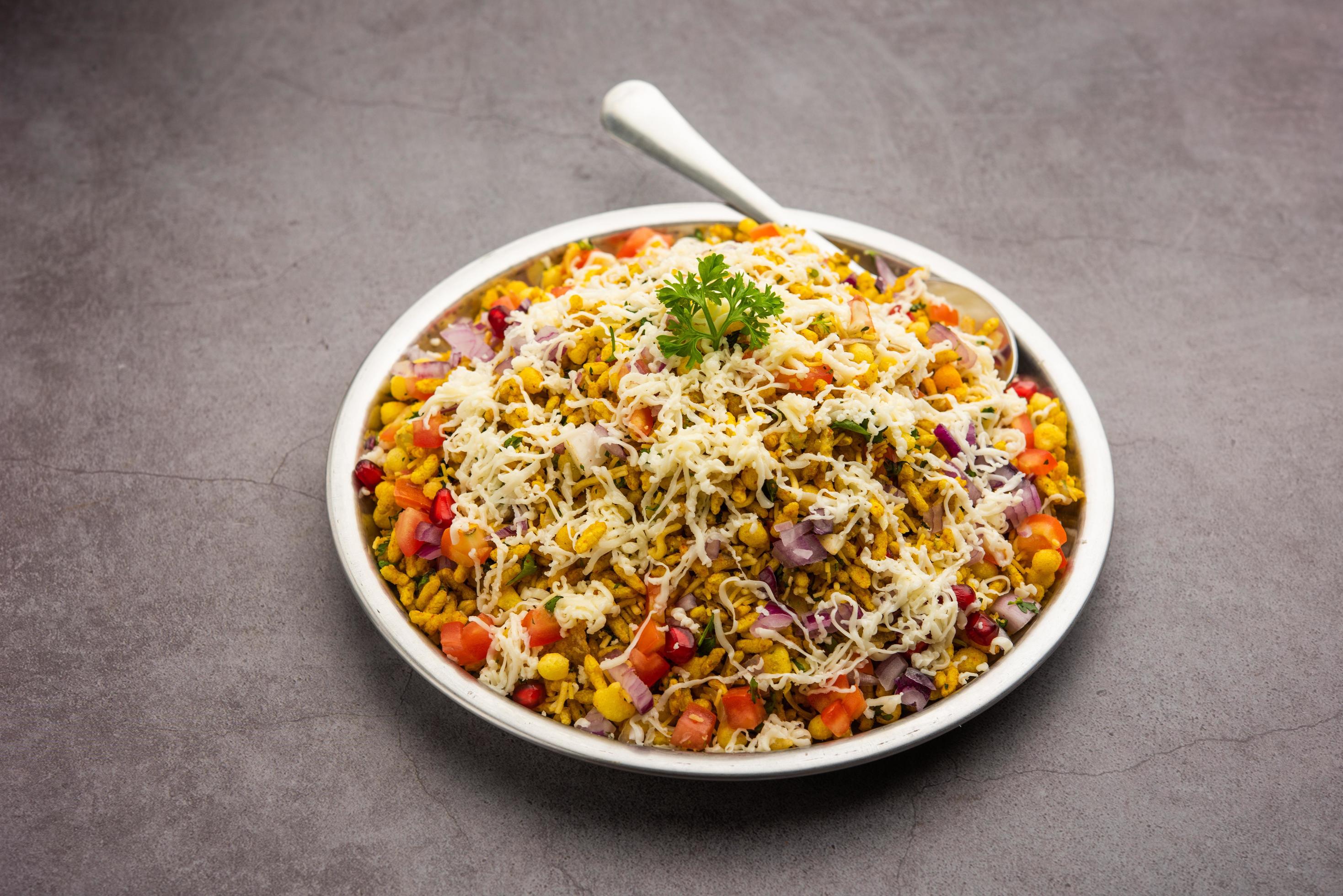 Cheese Bhel is an indian street food Stock Free