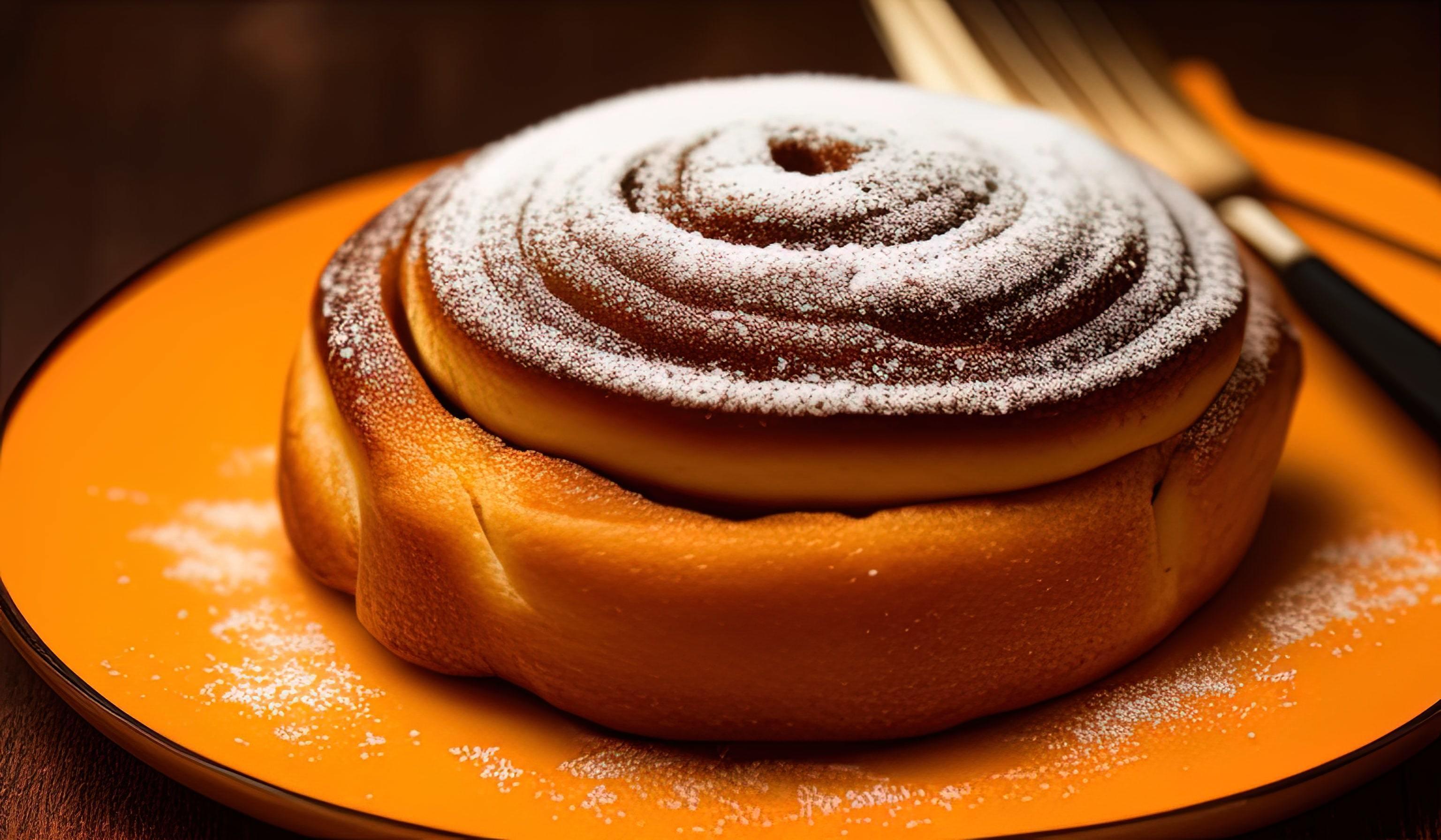 dvertising professional food photography close up of a pile of cinnamon rolls covered in sugar Stock Free