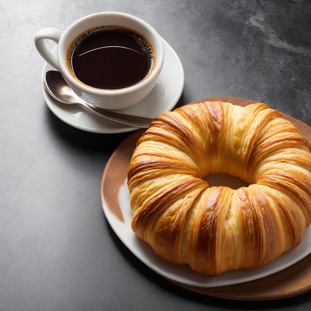 Coffee with croissant and by @ai_generated