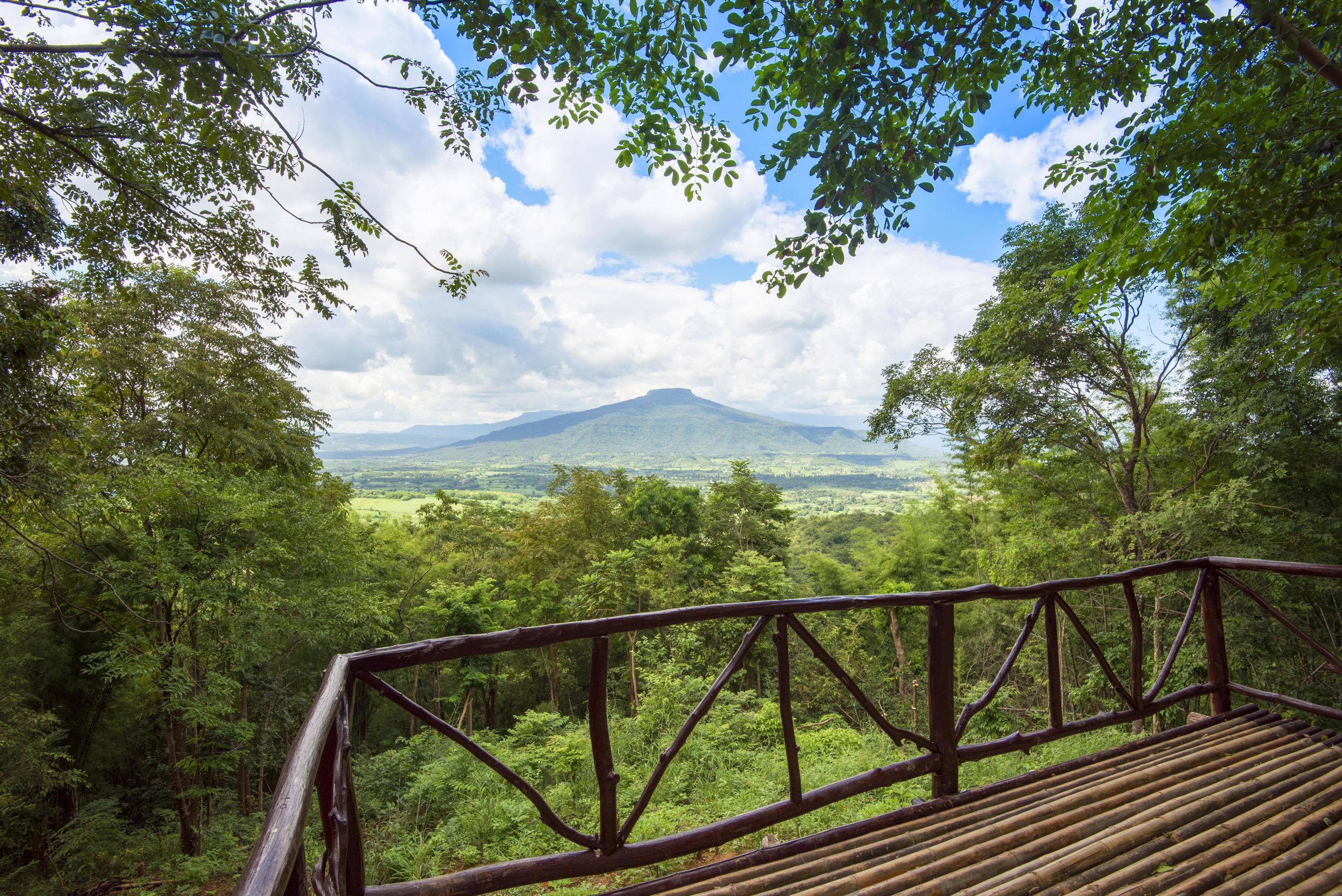 Terrace on view forest mountain Landscape balcony outdoors amazing viewpoint nature hill Stock Free