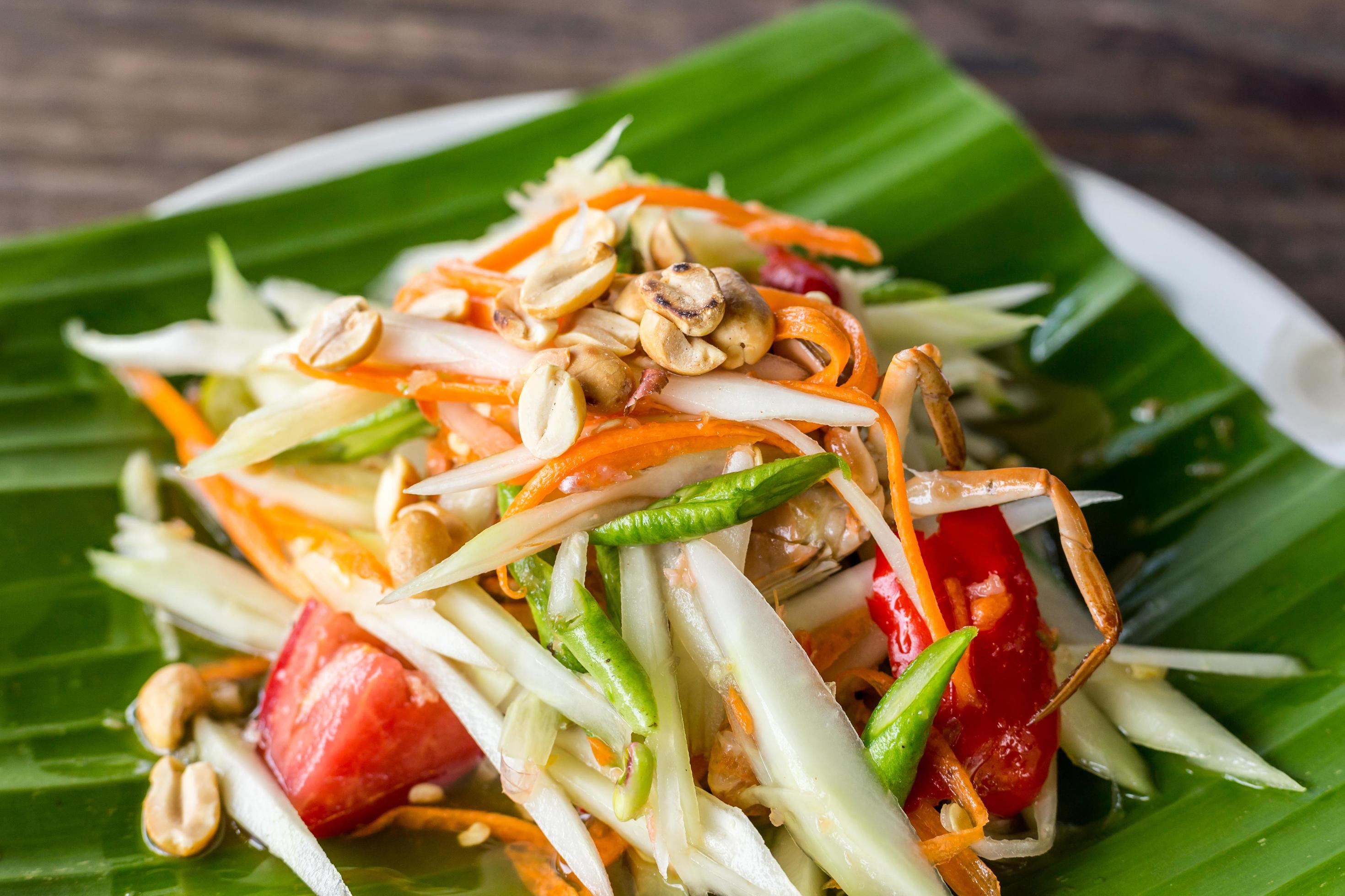 papaya salad and thai food Stock Free