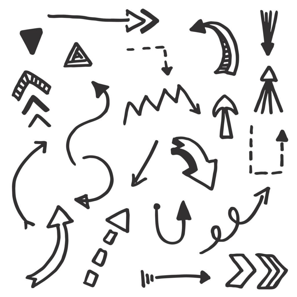 Doodle arrow set Stock Free and Free SVG