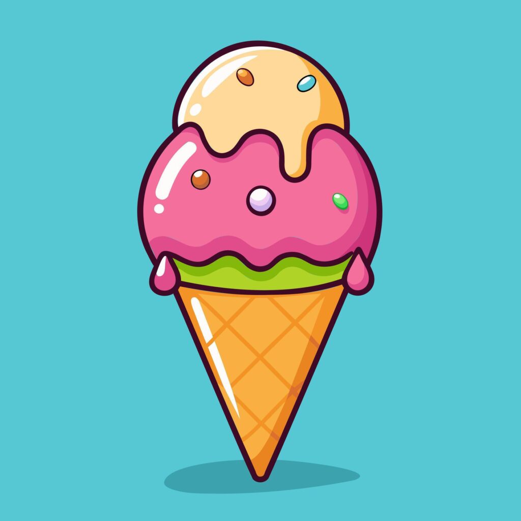 art of Ice cream cone cartoon style flat icon illustration Stock Free