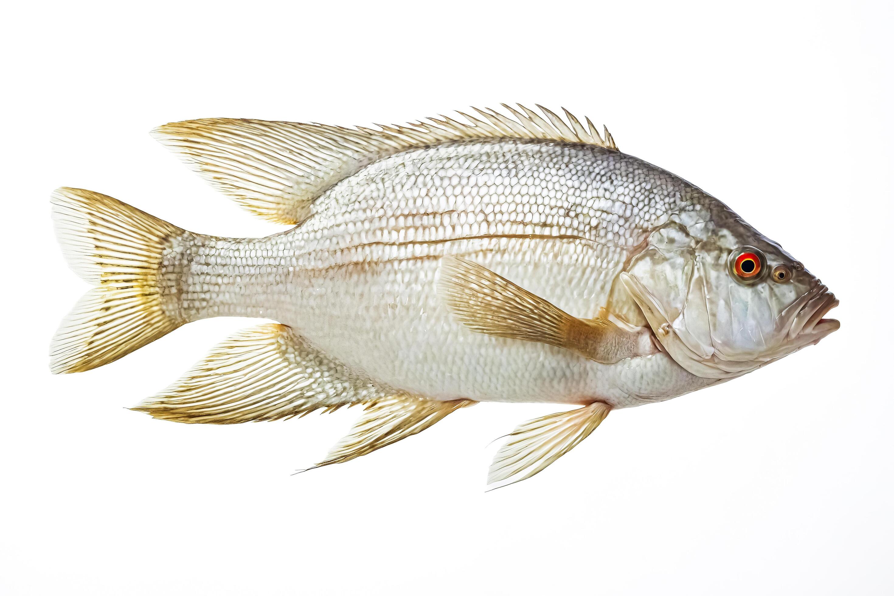 Close Up of a Silver Perch Fish Isolated on a White Background Stock Free