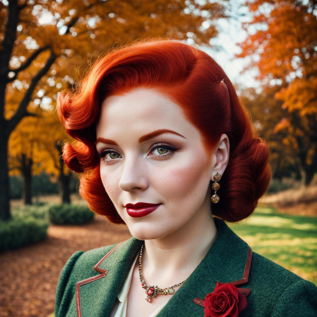 Red hair, vintage 40s by @ai_generated