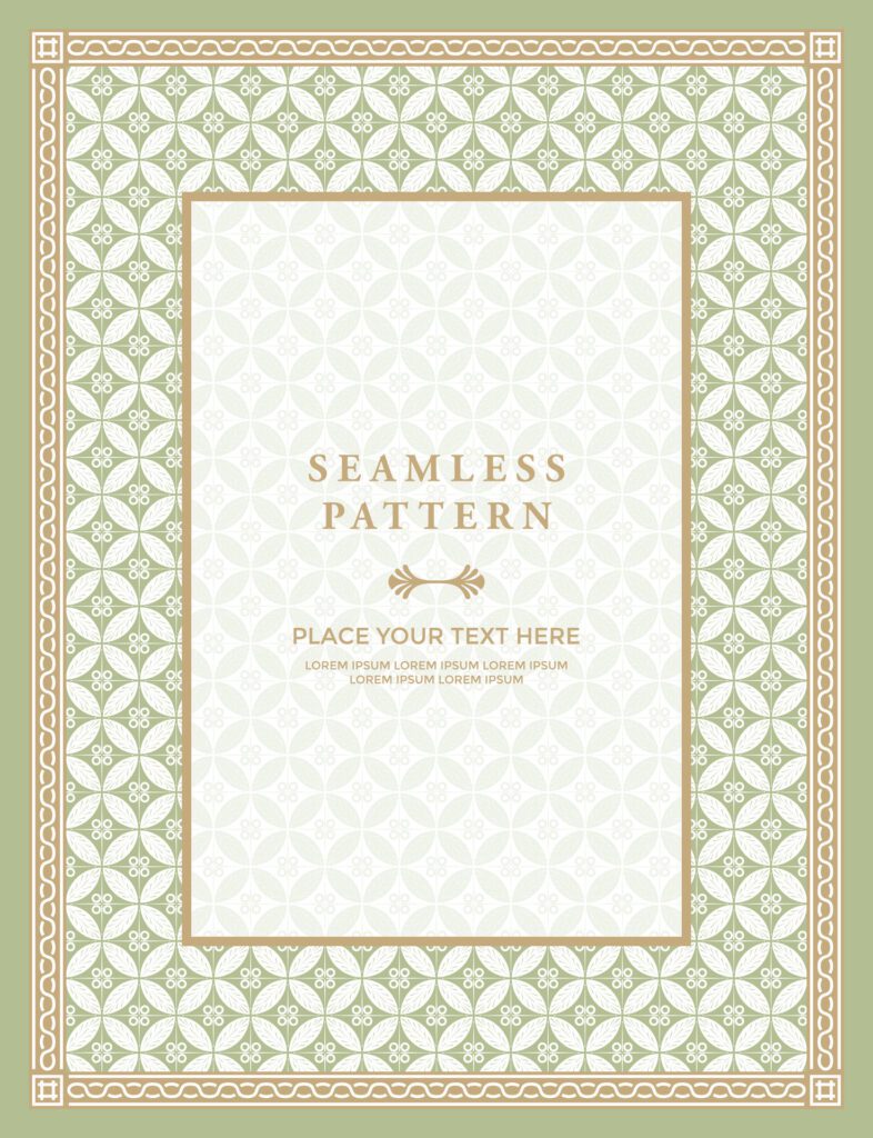 batik pattern background with a decorative frame and a place for text Free Vector