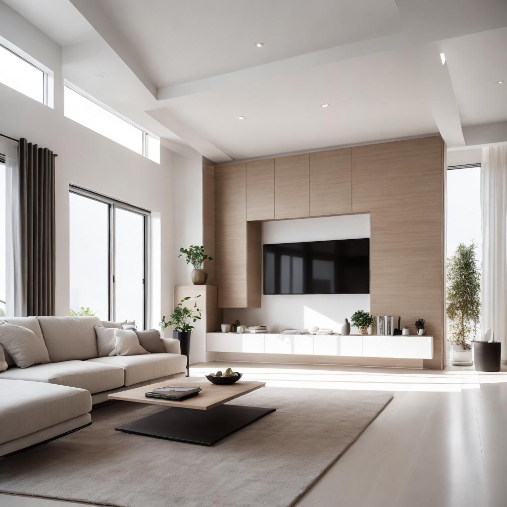 “Minimalist living room, sleek by @ai_generated