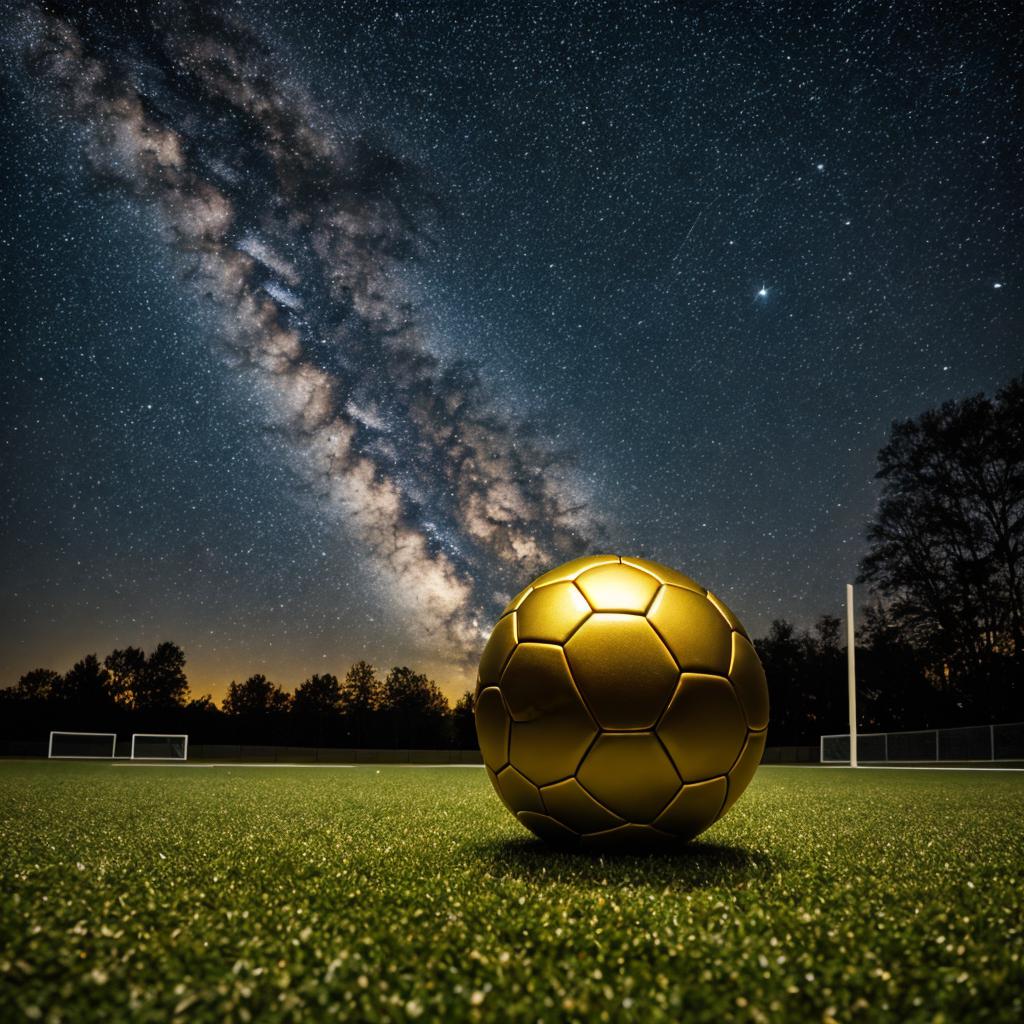 Golden soccer ball under by @ai_generated