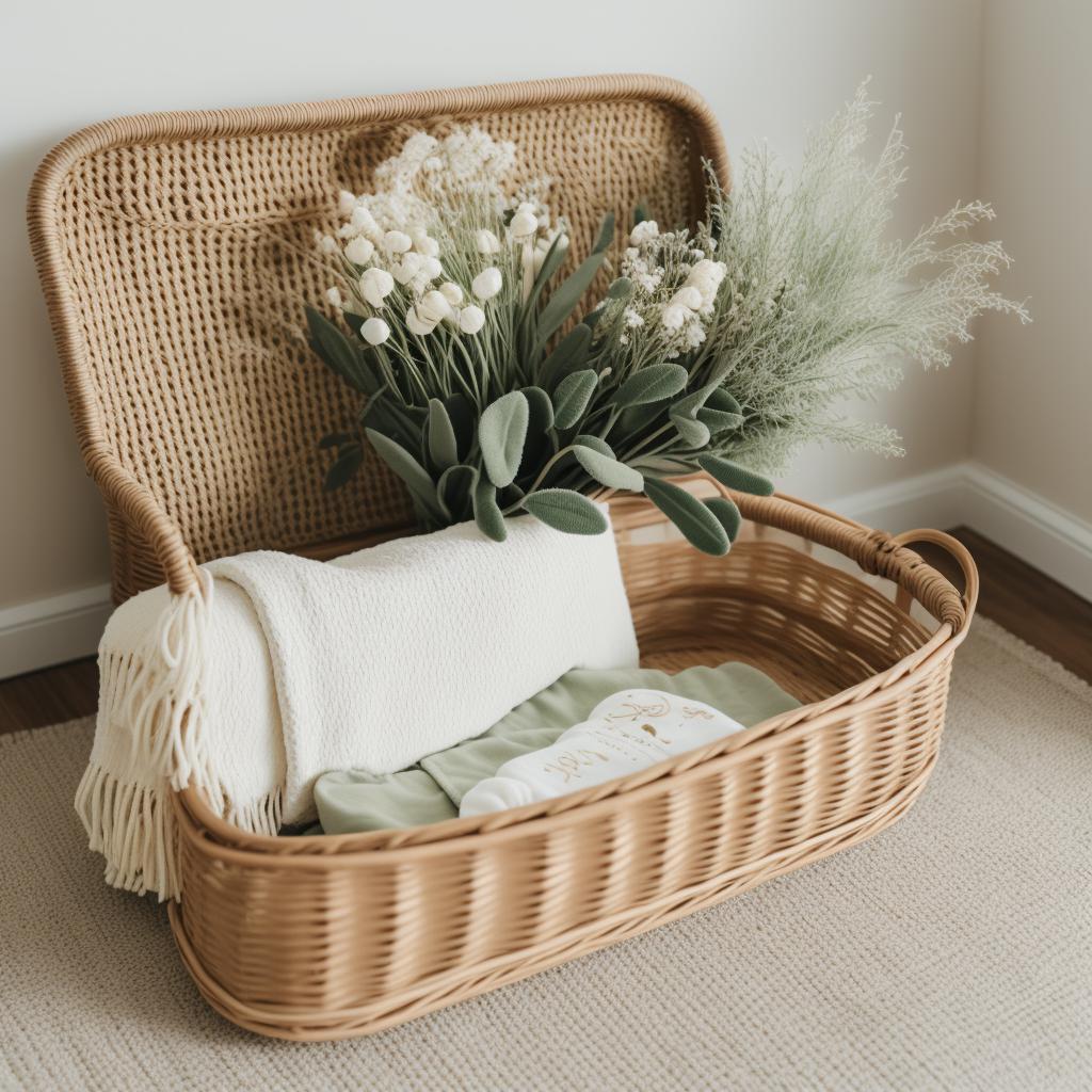 EMPTY Flat basket, blanket, by @ai_generated