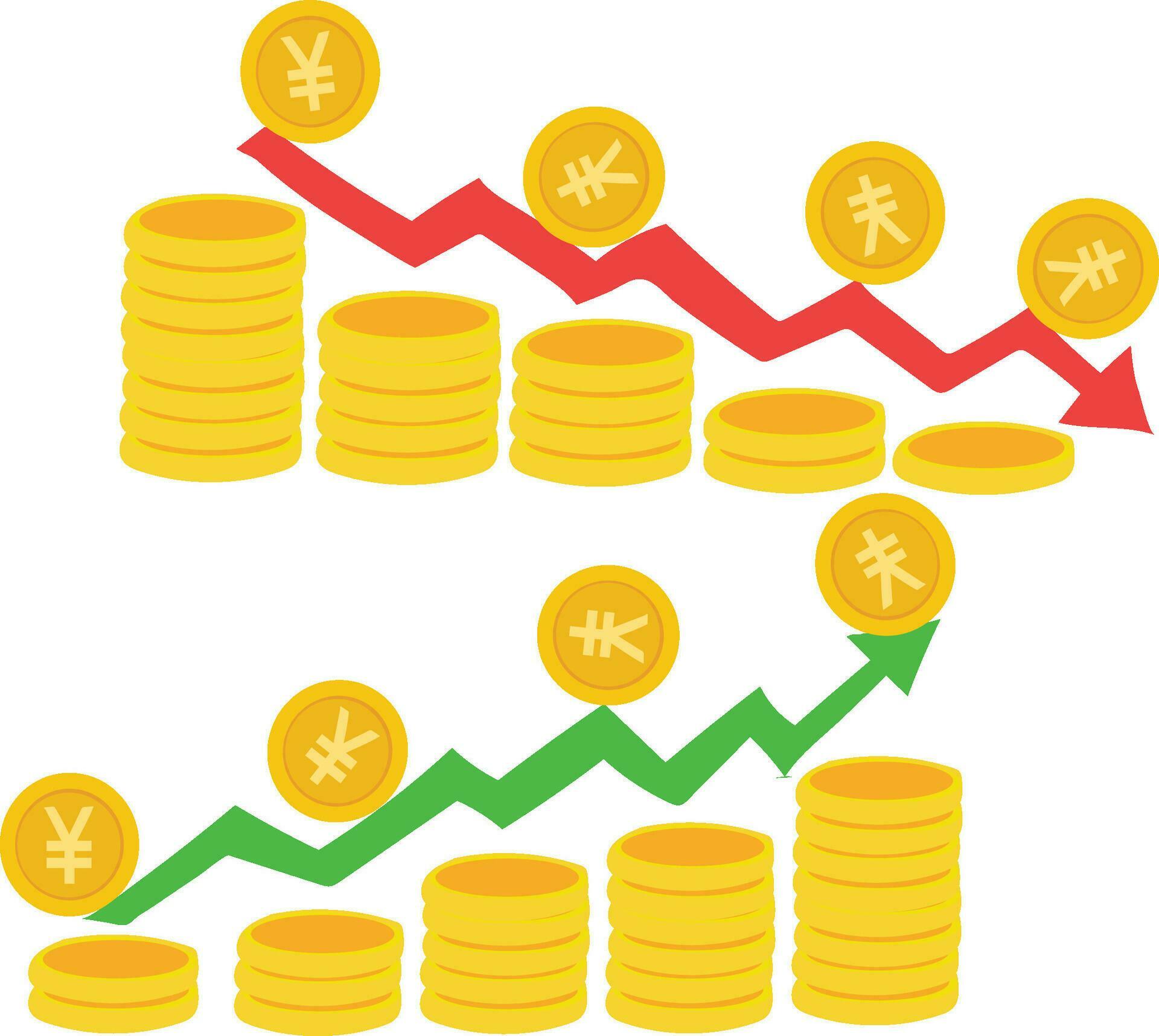 free vector yen euro rupee dollar sign yen euro rupee dollar Exchange Rate Weakening And Strengthening With Red Green Graphic Arrows Stock Free