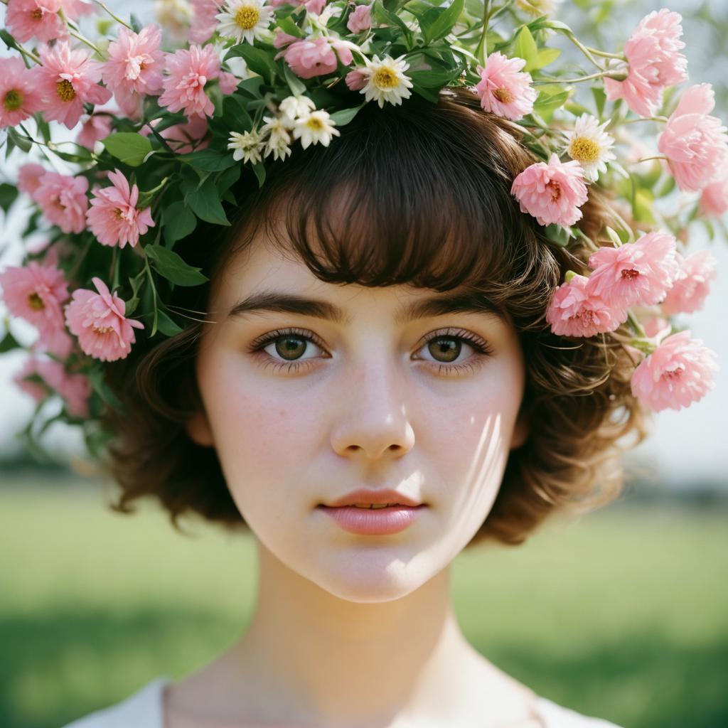 Woman standing with flowers by @ai_generated