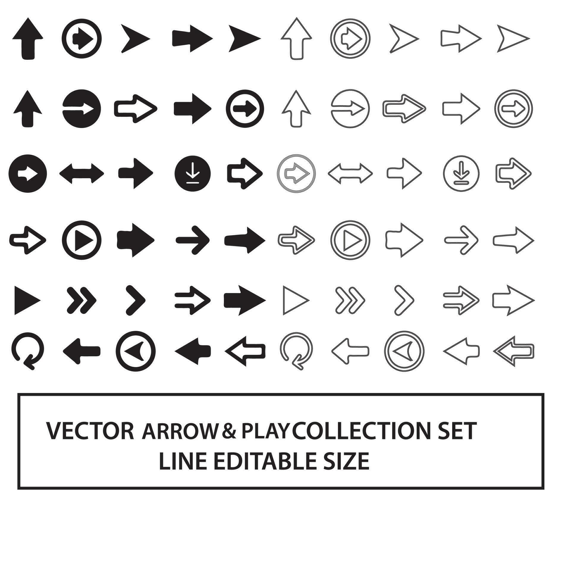 Big arrow collection black icon set. Arrow icon. Arrow vector collection. Arrow. Cursor. and line art can be edited again Stock Free