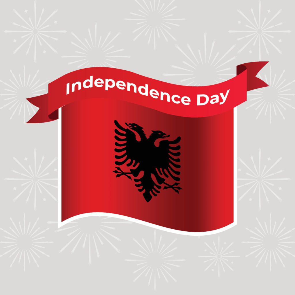 Albania Wavy Flag Independence Day Banner Background Free Vector