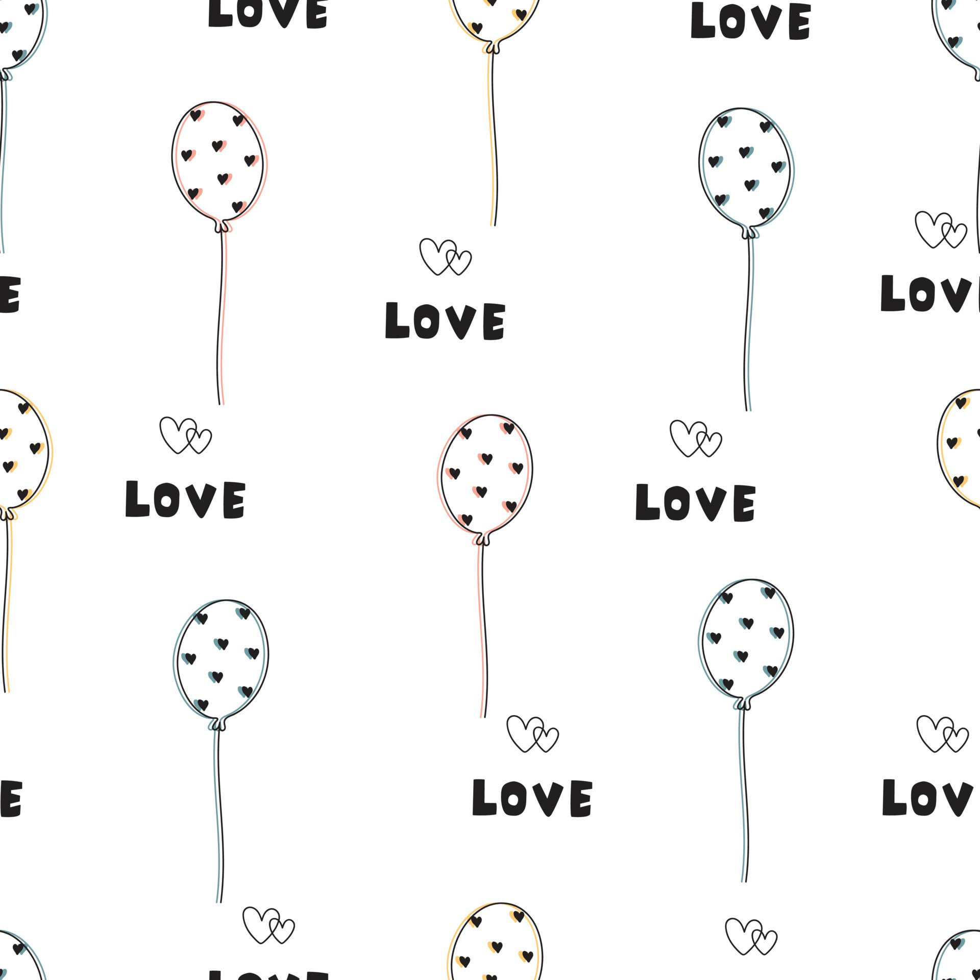 Seamless valentine pattern love day background balloon on white background Use for print, wallpaper, decoration Vector illustration Free Vector