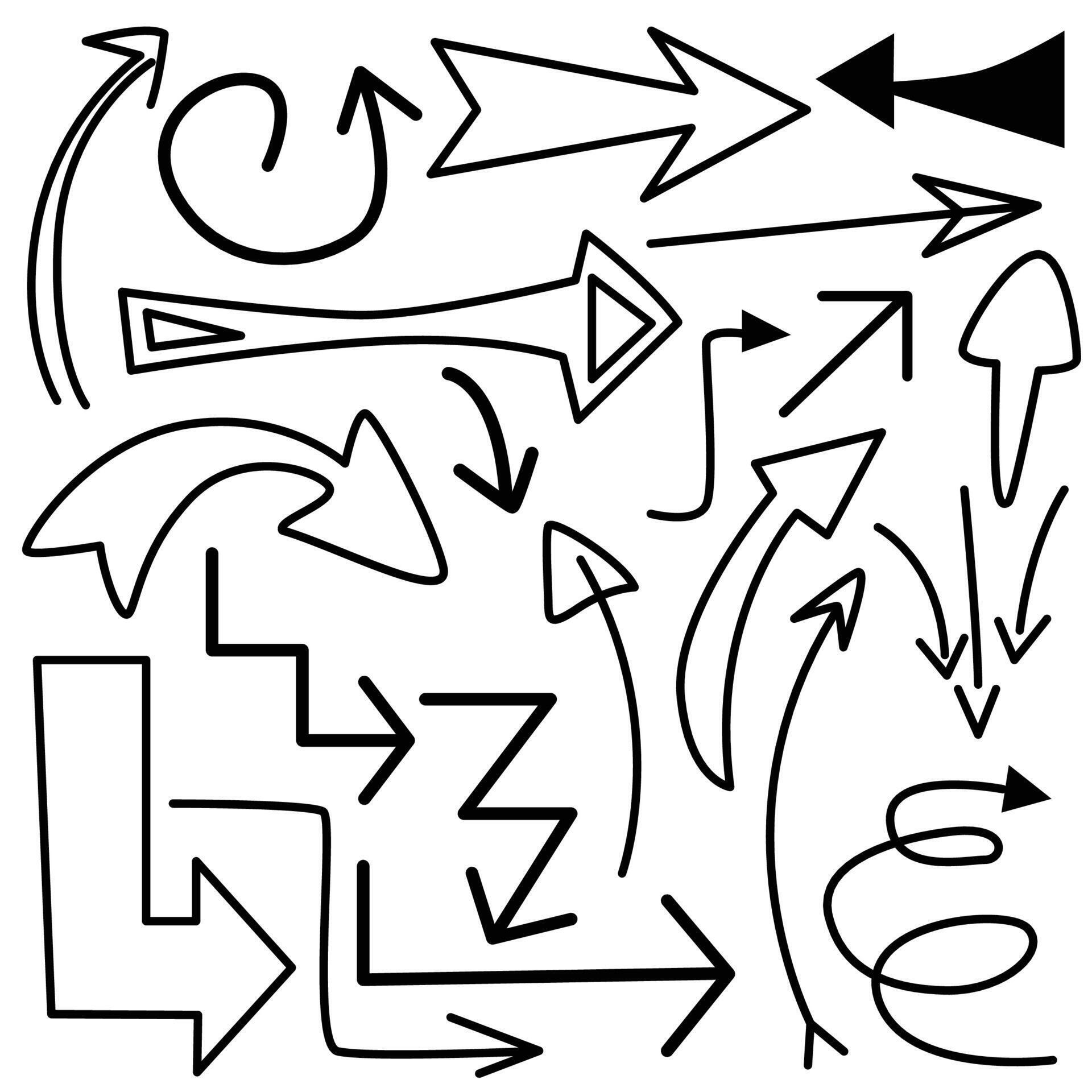 Abstract Arrow hand drawn doodle set vector illustration Stock Free