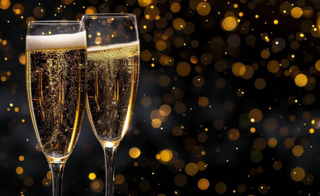 Two Glasses of Champagne Against a Bokeh Background Stock Free