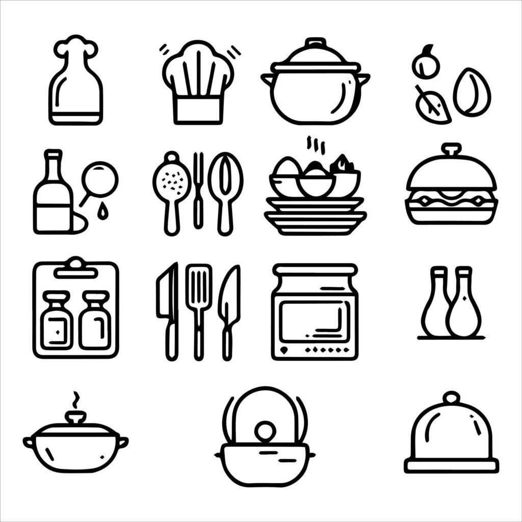 Kitchen item icon set Stock Free