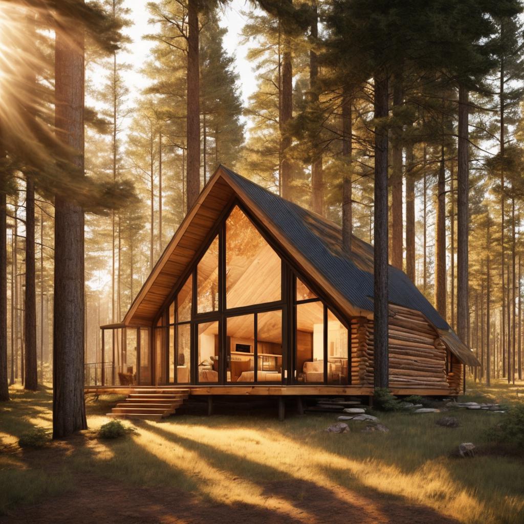 Wooden cabin in serene by @ai_generated