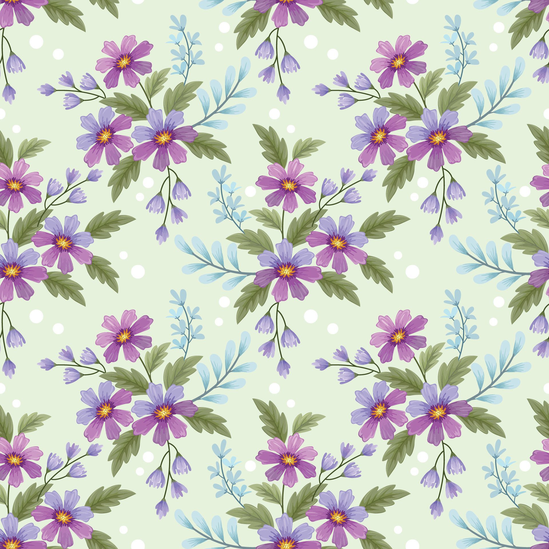 Colorful flowers seamless pattern. Free Vector