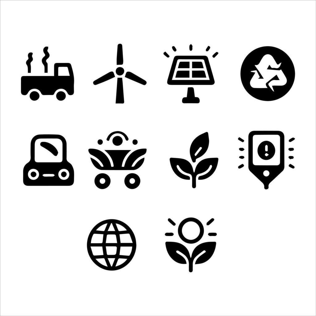 Eco or ever green icon set Stock Free