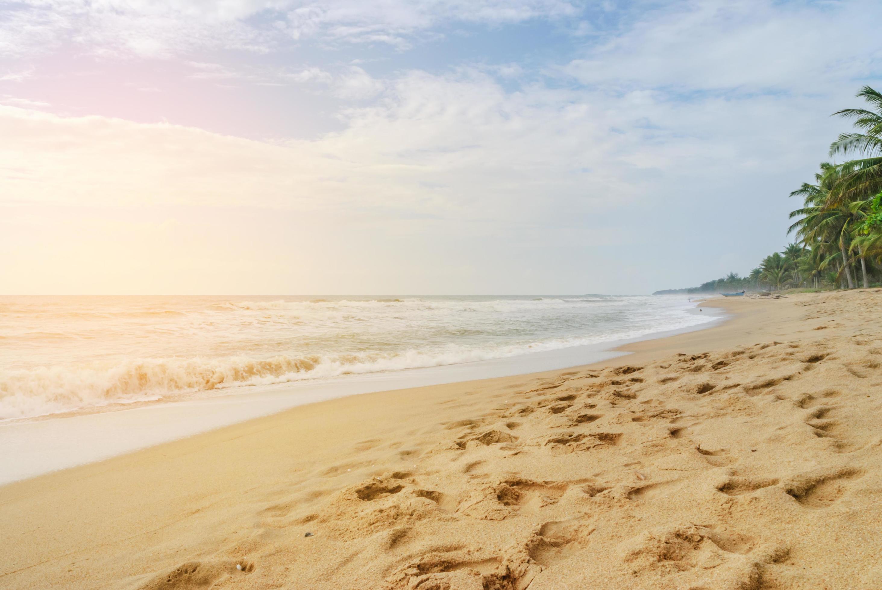 Landscape of tropical beach nature and clouds on horizon in Thailand. Summer relax outdoor concept. Stock Free